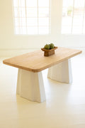 Textured Based Table with Wooden Top