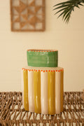 Ceramic Multi-Colored Vase with Green Neck