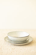 Set 3 Antique Grey Ceramic Dinner Salad and Bowl