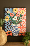 Canvas Paint Over Print - Flowers in A Vase