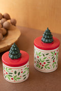 Set of Two Ceramic Christmas Candy Jars