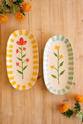Set of Two Ceramic Platters - Flowers