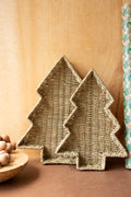 Set of Two Seagrass Christmas Tree Baskets