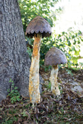Set of Two Metal Mushrooms