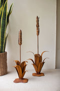 Set of Two Rustic Metal Aloe Plants with Flowers