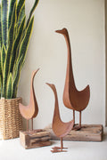 Set of Three Rustic Metal Geese