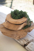 Set of Three Rustic Teakwod Bowls