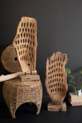 Hand-Carved Teak Wood Scuplture on A Base - Perforated