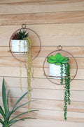 White-Washed Clay Pot with Copper Finish Circular Wall Sconce