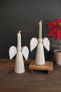 Grey Wash Clay Angel Taper Holder