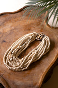Multi Layered Natural Wooden Beaded Necklace