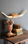 Carved Mango Wood Longhorns Wall Art
