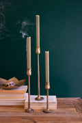 Set of Three Metal Taper Candle Holders - Antique Brass #1