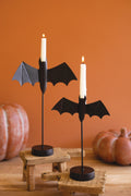 Set of Two Black Bat Taper Candle Holders