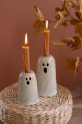 Set of Two Halloween Ghost Taper Candle Holders