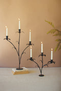 Set of Two Forged-Iron Triple Taper Candelabras