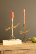 Set of Two Taper Candle Holders - Birds