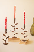 Set of Three Iron Vines Taper Candle Holders