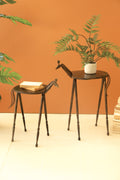Set of Two Iron Horse Accent Tables