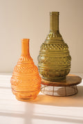 Set of Two Pressed Glass Vases - One Each Color