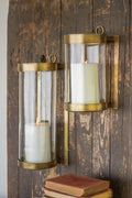 Glass & Brass Finish Wall Mounted Hurricane-Small