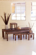 Set of Six Recycled Wood Benches