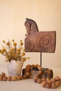 Repurposed Wooden Horse Sculpture on An Iron Base