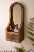 Arched Wood Framed Mirror with Drawer