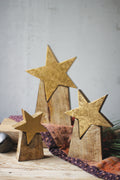 Set of Three Wooden Star on Base