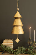 Giant Antique Gold Christmas Tree Bell with Velvet Hanger