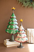 Set of Two Painted Recycled Iron Christmas Trees