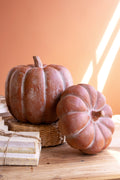 Set of Two Paper Mache Pumpkins
