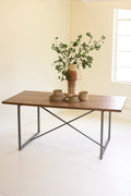Recycled Pine Patchwork Dining Table with Iron Base - 71X35X30"T