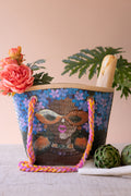 Hand-Painted Seagrass Bag - Girl with Sunglasses