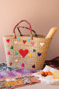 Seagrass Basket with Hearts