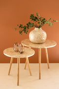 Set of Two Wooden Accent Tables with Capiz Shell Detail #1