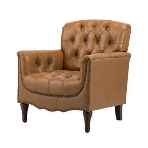 Elijah Genuine Leather Armchair in Camel