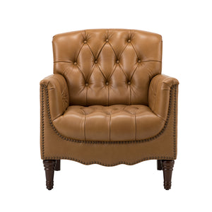 Elijah Genuine Leather Armchair in Camel