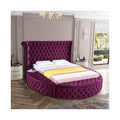 Leopold Purple Velvet Upholstered King Bed