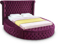 Leopold Purple Velvet Upholstered Queen Bed