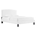 Alessi Tapered Wood Leg Performance Velvet Queen Platform Bed