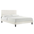 Leah Tapered Wood Leg Chevron Tufted Performance Velvet Twin Platform Bed