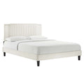 Zahra Tapered Wood Leg Channel Tufted Performance Velvet Twin Platform Bed