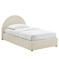 Resort Twin Arched Upholstered Fabric Storage Platform Bed Frame