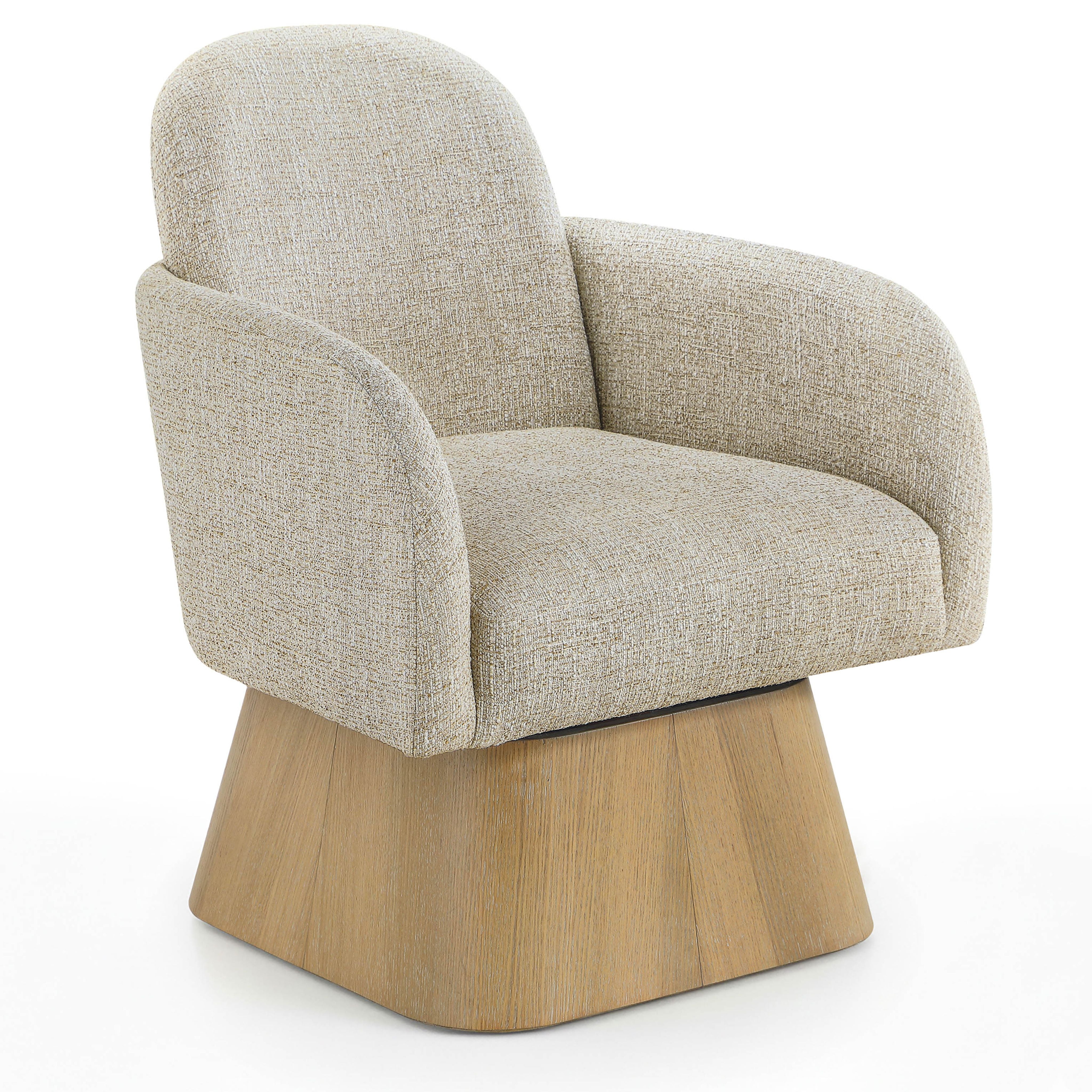 Lucerne Linen Textured Fabric Upholstered Swivel Accent Chair