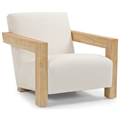 Villandry Cream Linen Textured Fabric Upholstered Accent Chair