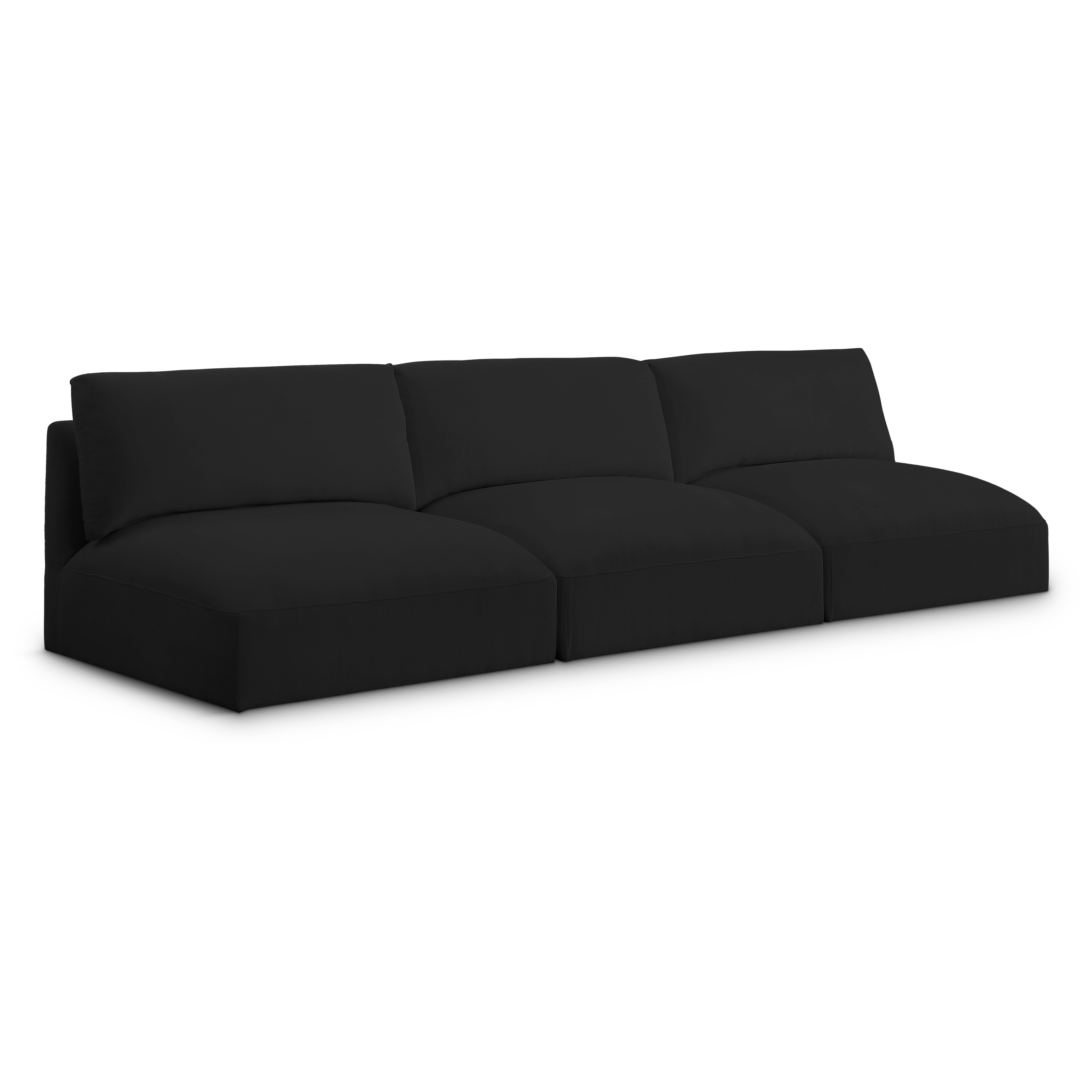 Elsie 114" Fabric Upholstered 3pc. Armless Modular Sofa