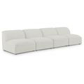 Mafalda 132" Linen Textured Fabric Upholstered 4pc. Armless Modular Sofa