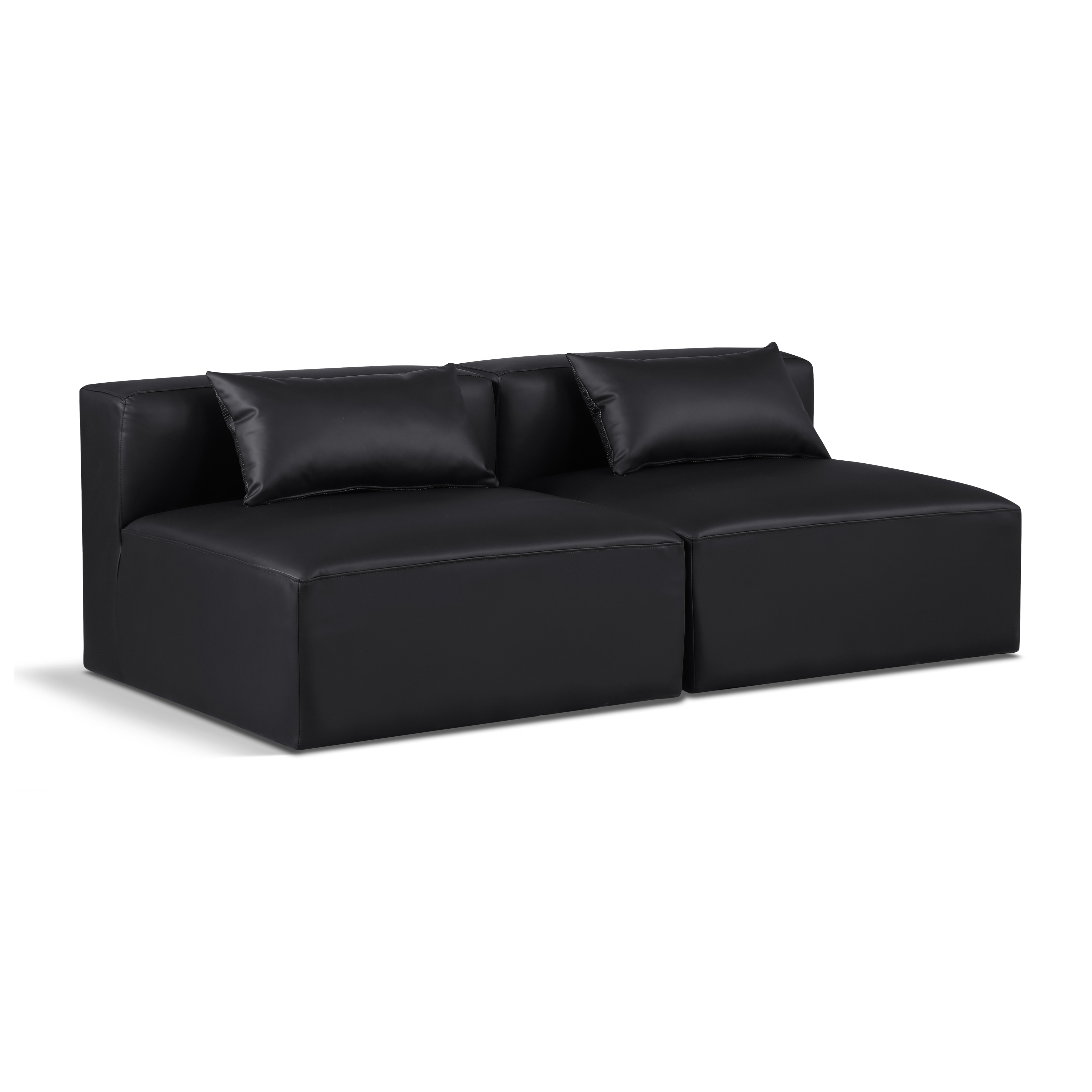 Demetria 72" Vegan Leather Upholstered 2pc. Armless Modular Sofa