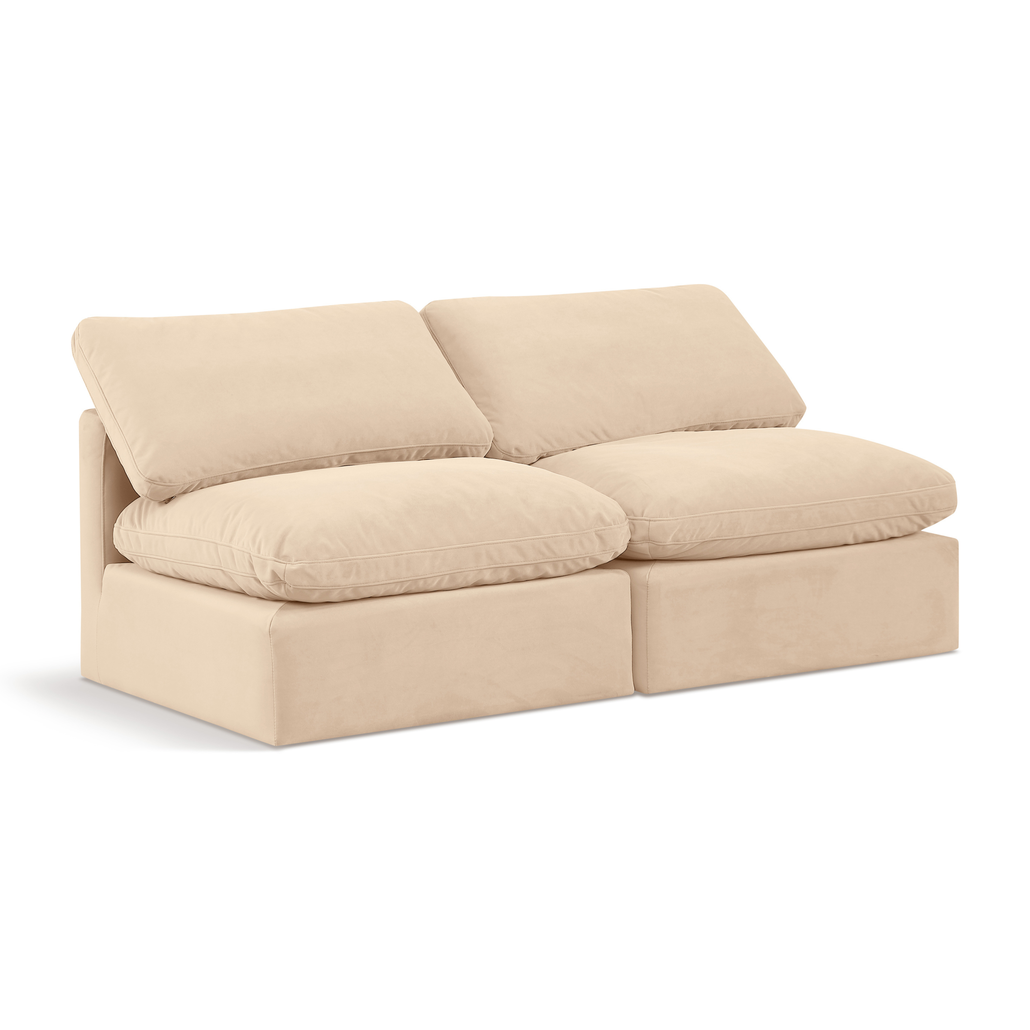 Hesperia 70" Velvet Upholstered 2pc. Armless Modular Loveseat